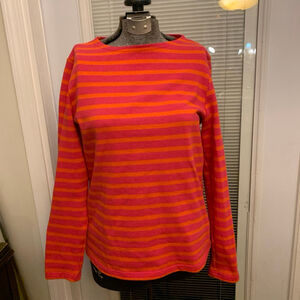 Women's Saint James Long Sleeve light sweater Size 8 Pink Orange Striped